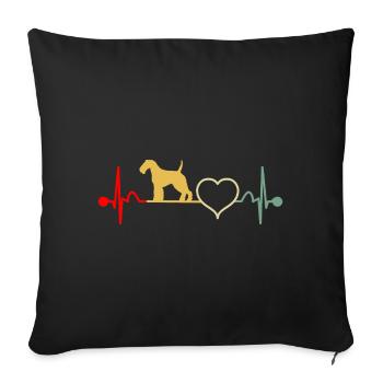 Welsh Terrier Heartbeat Vintage - Sofa pillowcase 17,3'' x 17,3'' (45 x 45 cm) - black - Front