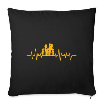 Battement de cœur familial - Housse de coussin décorative 45 x 45 cm - noir - Devant