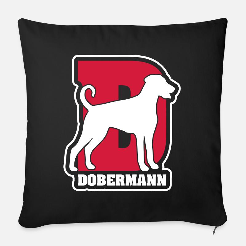 DOBERMANN Hund Hunde Hundesport Wilsigns - Sofakissenbezug 45 x 45 cm - Schwarz