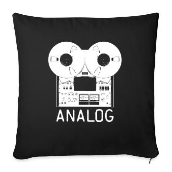 Analog tape reel hi-fi vintage audio tape machine - Sofa pillowcase 17,3'' x 17,3'' (45 x 45 cm) - black - Front