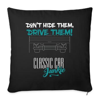 Classic Car Junkie - Barn Find Garage Conduisez-les - Housse de coussin décorative 45 x 45 cm - noir - Devant