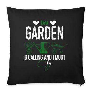 Gardener in the garden Hobby gardener cares for plants - Sofa pillowcase 17,3'' x 17,3'' (45 x 45 cm) - black - Front