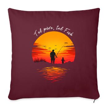 Papa et moi, partenaires de pêche - Housse de coussin décorative 45 x 45 cm - bordeaux - Devant