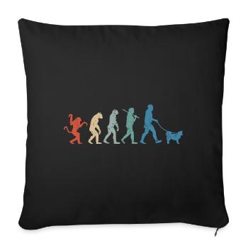Chien islandais Evolution Retro Vintage - Housse de coussin décorative 45 x 45 cm - noir - Devant