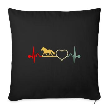 Shetland Pony Shetland Pony Heartbeat Rétro - Housse de coussin décorative 45 x 45 cm - noir - Devant