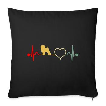 Singe Pink Dog Heartbeat Retro - Housse de coussin décorative 45 x 45 cm - noir - Devant
