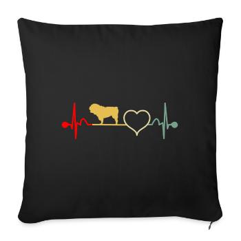 Old Olde English Bulldog Bulldog Heartbeat - Sofa pillowcase 17,3'' x 17,3'' (45 x 45 cm) - black - Front
