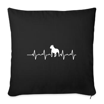 Rythme cardiaque Pitbull - Housse de coussin décorative 45 x 45 cm - noir - Devant