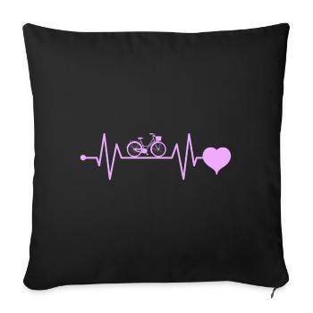 Bike heartbeat bike with motif girl pink - Sofa pillowcase 17,3'' x 17,3'' (45 x 45 cm) - black - Front