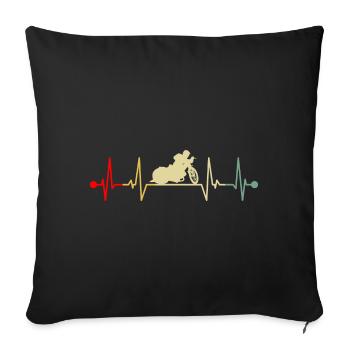 Speedway Motorcycle Racer Heartbeat Vintage - Sofa pillowcase 17,3'' x 17,3'' (45 x 45 cm) - black - Front