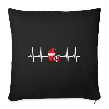 Drapeau Danemark battement de coeur pays contour pouls ECG - Housse de coussin décorative 45 x 45 cm - noir - Devant