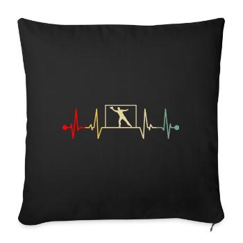 Gardien de handball Gardien gardien de but Heartbeat Retro - Housse de coussin décorative 45 x 45 cm - noir - Devant