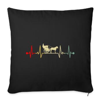 Calèche Dresseur De chevaux Cocher de calèche Cœur de conducteur de calèche - Housse de coussin décorative 45 x 45 cm - noir - Devant