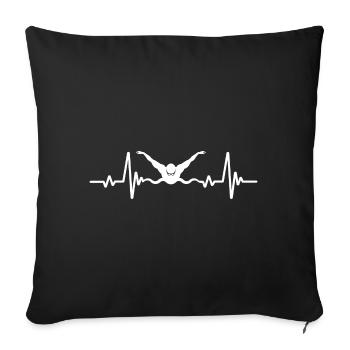 Nageurs battements de coeur nage - Housse de coussin décorative 45 x 45 cm - noir - Devant
