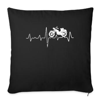 Moped driver heartbeat moped gift - Sofa pillowcase 17,3'' x 17,3'' (45 x 45 cm) - black - Front