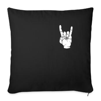 Rocker Teufelshorn Herzschlag Metal Hand Geschenk - Sofakissenbezug 45 x 45 cm - Schwarz - Vorne