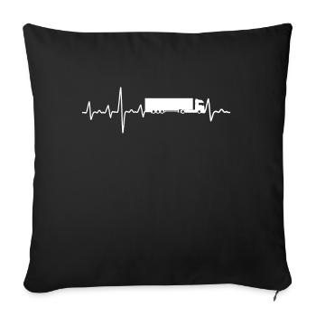 Camion camion battement de coeur camions cadeau - Housse de coussin décorative 45 x 45 cm - noir - Devant