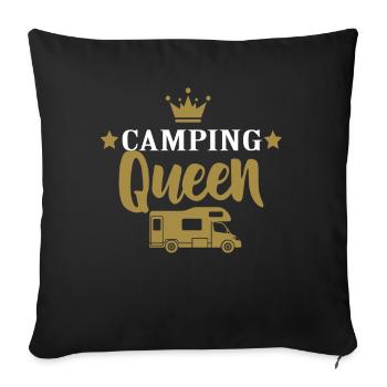 Camper Camping Queen partner look gift - Sofa pillowcase 17,3'' x 17,3'' (45 x 45 cm) - black - Front