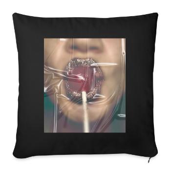 Lolli lippen Glitzer - Sofakissenbezug 45 x 45 cm - Schwarz - Vorne