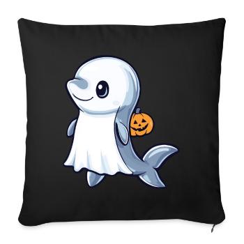 Dolphin Halloween Comic Ghost - Sofa pillowcase 17,3'' x 17,3'' (45 x 45 cm) - black - Front