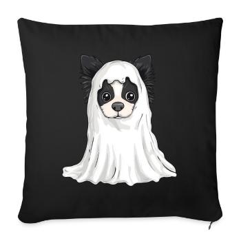 Border Collie Chien Halloween Bande dessinée Fantôme - Housse de coussin décorative 45 x 45 cm - noir - Devant