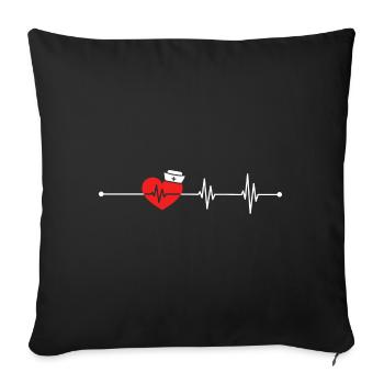 EKG Heartbeat Love Cardiogram Hollow ECG Heart - Housse de coussin décorative 45 x 45 cm - noir - Devant
