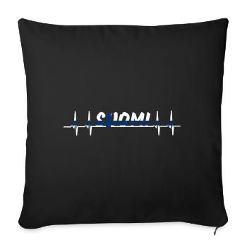 Finnland Flagge Herzschlag Banner Land Suomi Land - Sofakissenbezug 45 x 45 cm - Schwarz - Vorne