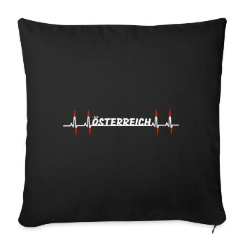 Österreich Flagge Herzschlag Heartbeat EKG Puls - Sofakissenbezug 45 x 45 cm - Schwarz - Vorne