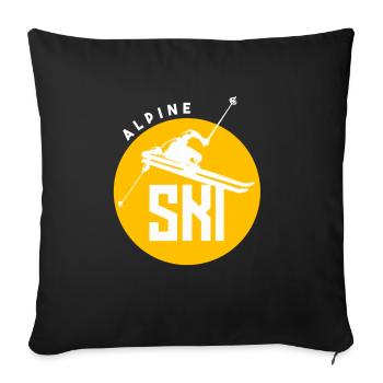 Ski alpin - Housse de coussin décorative 45 x 45 cm - noir - Devant