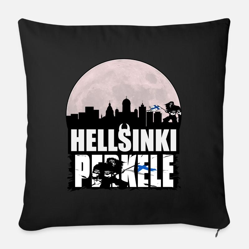 Skyline d'Helsinki la nuit - Housse de coussin décorative 45 x 45 cm - noir