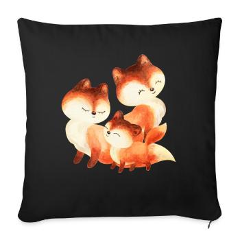 Fox foxes foxy forest animal family red fox cute - Sofa pillowcase 17,3'' x 17,3'' (45 x 45 cm) - black - Front