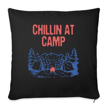 Chillin au Camp Summer Camping Tropical Camper - Housse de coussin décorative 45 x 45 cm - noir - Devant