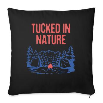 Niché dans la nature Camping Faune Camper En plein air - Housse de coussin décorative 45 x 45 cm - noir - Devant