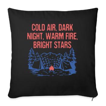 Feu chaud Étoiles brillantes Camping Faune Camper - Housse de coussin décorative 45 x 45 cm - noir - Devant