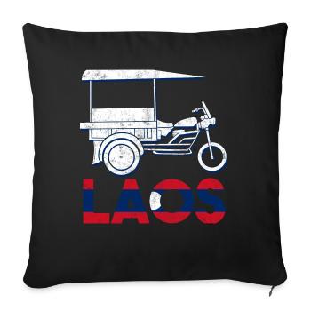 Laos Laote Laoten Stolz Flagge Kreis I Geschenk - Sofakissenbezug 45 x 45 cm - Schwarz - Vorne