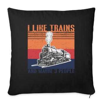 Lokführer Bahn Design I Model Eisenbahn - Sofakissenbezug 45 x 45 cm - Schwarz - Vorne