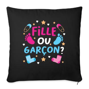 Garçon ou Fille Gender Reveal Baby Boy or Girl - Housse de coussin décorative 45 x 45 cm - noir - Devant