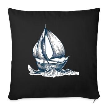 segelschiff zeichnung blau und weiss - Sofakissenbezug 45 x 45 cm - Schwarz - Vorne