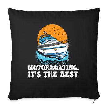 Bateau à moteur. C’est la meilleure vie est meilleure au - Housse de coussin décorative 45 x 45 cm - noir - Devant