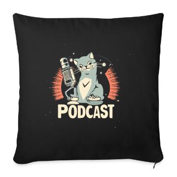 Podcast Katze - Sofakissenbezug 45 x 45 cm - Schwarz - Vorne
