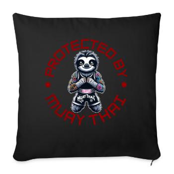 Muay Thai Faultier - Kickboxen und Faultier Thai - Sofakissenbezug 45 x 45 cm - Schwarz - Vorne