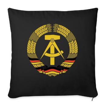 Armoiries de la RDA, Est, cadeau Ossi - Housse de coussin décorative 45 x 45 cm - noir - Devant