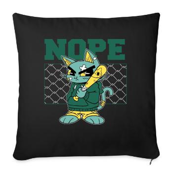 Angry Cat with Baseball Bat - NOPE! - Sofa pillowcase 17,3'' x 17,3'' (45 x 45 cm) - black - Front
