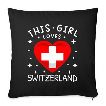 Suisse Flag Vintage Croix Coeur Suisse - Housse de coussin décorative 45 x 45 cm - noir - Devant