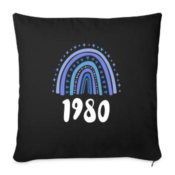 Blue Rainbow Année de naissance née en 1980 - Housse de coussin décorative 45 x 45 cm - noir - Devant