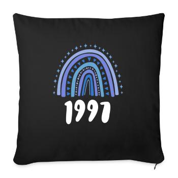Blau Regenbogen Geburtsjahr Jahrgang 1997 - Sofakissenbezug 45 x 45 cm - Schwarz - Vorne