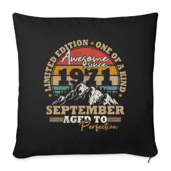 September 1971 Vintage Retro Geburtstagsgeschenk - Sofakissenbezug 45 x 45 cm - Schwarz - Vorne
