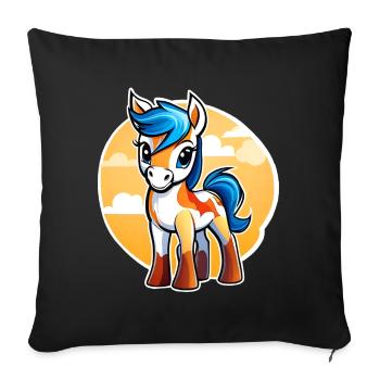 Cute little horse with sun - Sofa pillowcase 17,3'' x 17,3'' (45 x 45 cm) - black - Front
