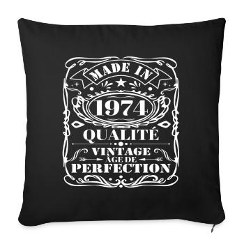 Made in 1974 vintage âge de perfection cadeau - Housse de coussin décorative 45 x 45 cm - noir - Devant