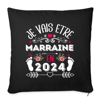 Je vais être marraine en 2024 cadeau marraine 2024 - Housse de coussin décorative 45 x 45 cm - noir - Devant